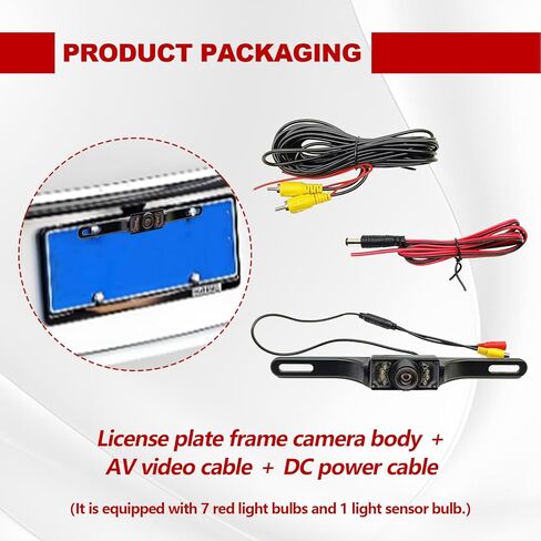 Universal 8 HD LED License Plate Backup Camera 170° Wide Angle Waterproof and Dustproof Reverse Rear View Camera with Night Vision for Trucks SUVs RVs Pickups and Cars in Kuwait