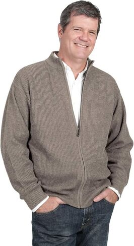 Inca Fashions - Men's 21st Century Zip Up 100% Alpaca Wool Cardigan & Jacket, Hypoallergenic in Saudi Arabia