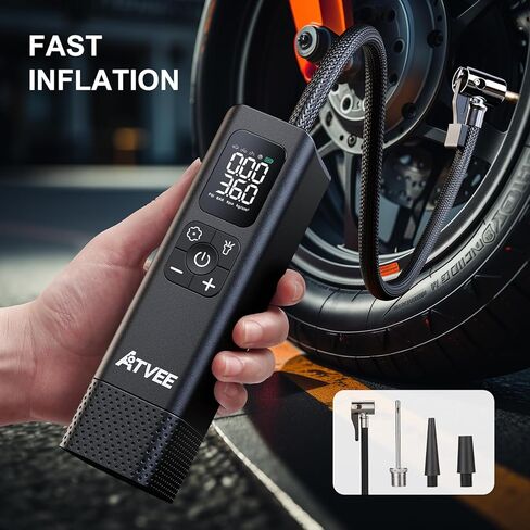 Bike Pump, Electric Accurate Pressure LCD Display Bicycle Pump with 150 PSI High Pressure, Portable Cordless Bike tire Pump, Auto Shut Off Bike Air Pump for Bike Tires,Versatile Valve and Rechargeable in Saudi Arabia