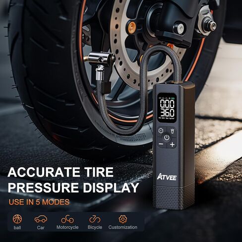 Bike Pump, Electric Accurate Pressure LCD Display Bicycle Pump with 150 PSI High Pressure, Portable Cordless Bike tire Pump, Auto Shut Off Bike Air Pump for Bike Tires,Versatile Valve and Rechargeable in Saudi Arabia