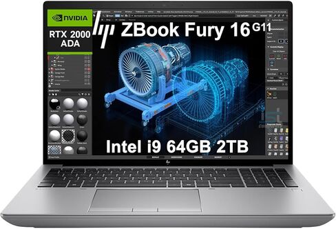 HP ZBook Fury 16 G11 Mobile Workstation Laptop (16" FHD+, NVIDIA RTX 2000 Ada 8GB, Intel 24-Core i9-13950HX, 64GB DDR5 RAM, 2TB SSD) for Engineer, Designer, IR Webcam, FP, 2x Thunderbolt 4, Win 11 Pro in Kuwait