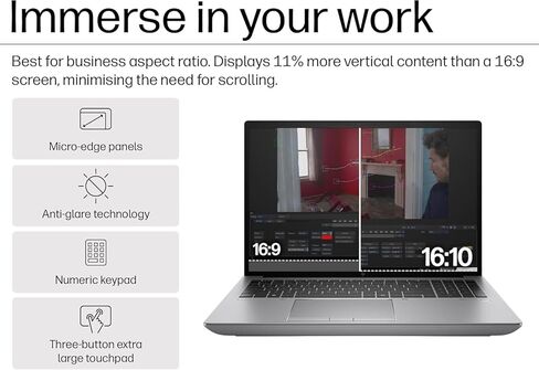 HP ZBook Fury 16 G11 Mobile Workstation Laptop (16" FHD+, NVIDIA RTX 2000 Ada 8GB, Intel 24-Core i9-13950HX, 64GB DDR5 RAM, 2TB SSD) for Engineer, Designer, IR Webcam, FP, 2x Thunderbolt 4, Win 11 Pro in Kuwait