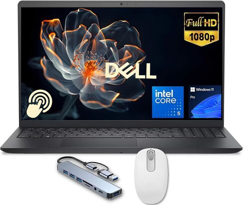 كمبيوتر محمول Dell Inspiron 15 FHD يعمل باللمس، الجيل الثالث عشر من Intel 10 Core i5-1334U، ذاكرة وصول عشوائي سعتها 16 جيجابايت، محرك أقراص SSD سعة 256 جيجابايت، نظام التشغيل Windows 11 Pro، مكتب MS مدى الحياة | جهاز كمبيوتر محمول Copilot AI، مقاس 15.6 بو in Kuwait