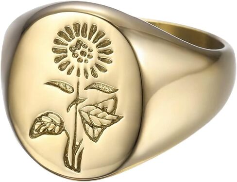 Jude Jewelers Stainless Steel Sun Flower Pattern Signet Style Wedding Engagement Promise Anniversary Statement Ring in Saudi Arabia