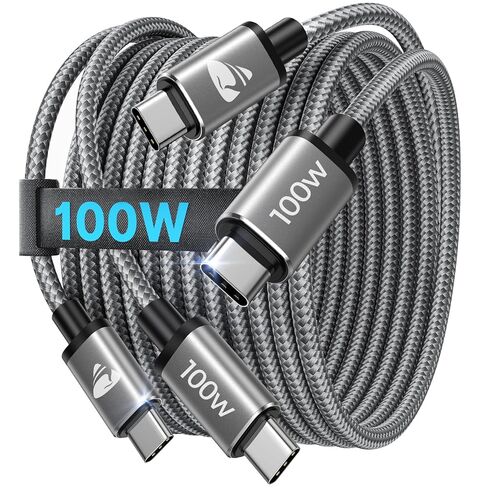 USB C to USB C Cable 100W USBC to USBC [6.6FT 2-Pack] C to C Cable Fast Charging Braided Type C Charger Cord for iPhone 17 16 15 Pro Max Plus, MacBook Pro/Air, iPad Pro, Samsung Galaxy S26/S25, Pixel in Kuwait