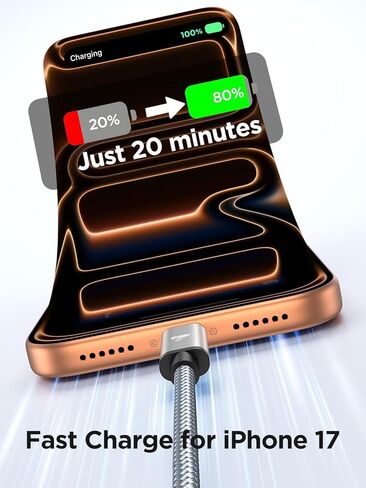 USB C to USB C Cable 100W USBC to USBC [6.6FT 2-Pack] C to C Cable Fast Charging Braided Type C Charger Cord for iPhone 17 16 15 Pro Max Plus, MacBook Pro/Air, iPad Pro, Samsung Galaxy S26/S25, Pixel in Kuwait