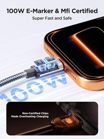 USB C to USB C Cable 100W USBC to USBC [6.6FT 2-Pack] C to C Cable Fast Charging Braided Type C Charger Cord for iPhone 17 16 15 Pro Max Plus, MacBook Pro/Air, iPad Pro, Samsung Galaxy S26/S25, Pixel in Kuwait