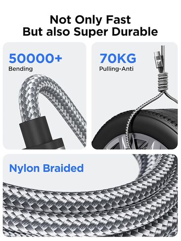USB C to USB C Cable 100W USBC to USBC [6.6FT 2-Pack] C to C Cable Fast Charging Braided Type C Charger Cord for iPhone 17 16 15 Pro Max Plus, MacBook Pro/Air, iPad Pro, Samsung Galaxy S26/S25, Pixel in Kuwait