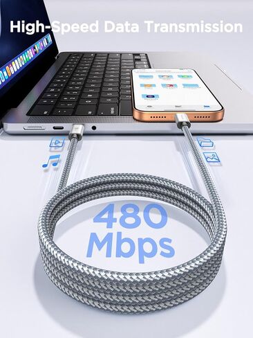USB C to USB C Cable 100W USBC to USBC [6.6FT 2-Pack] C to C Cable Fast Charging Braided Type C Charger Cord for iPhone 17 16 15 Pro Max Plus, MacBook Pro/Air, iPad Pro, Samsung Galaxy S26/S25, Pixel in Kuwait