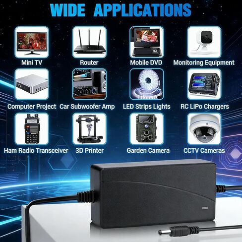 مزود طاقة كاميرا الأمان، محول كاميرا CCTV، مصدر طاقة 12 فولت 5 أمبير لكاميرات Lorex، Samsung، Q-See، Night Owl، Swann، Annke ونظام مراقبة CCTV DVR، مع كابل مقسم 8 اتجاهات + 8 أطراف تيار مستمر in Kuwait