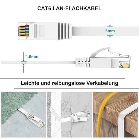 كابل شبكة LAN عالي السرعة CAT6 بطول 5 متر مع مشابك كابل، كابل تمديد LAN لجهاز التوجيه والمودم والتلفزيون والمحول والكمبيوتر المحمول وPS5/4 in Kuwait