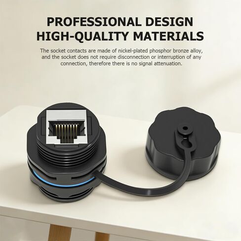 CAT6 8P8C RJ45 Ethernet Panel Mounting Connector IP68 Waterproof RJ45 Female to Female Network Dual Connector for Printers,Routers,Cameras etc in Kuwait