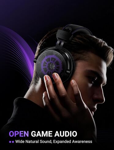 FIFINE Open Back Gaming Headset with 7.1 Surround Sound - Expansive Open Audio - USB/3.5mm Dual Wired Connection - Detachable Mic for PC, PS5, PS4, Laptop, Mac, Xbox, Mobile - Ampligame H18V Lite BP in Kuwait