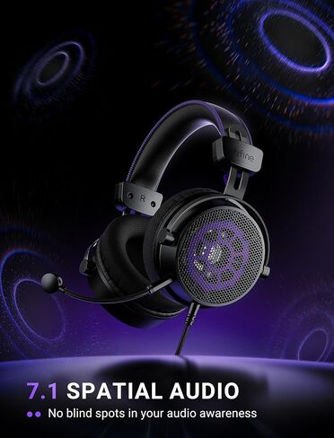 FIFINE Open Back Gaming Headset with 7.1 Surround Sound - Expansive Open Audio - USB/3.5mm Dual Wired Connection - Detachable Mic for PC, PS5, PS4, Laptop, Mac, Xbox, Mobile - Ampligame H18V Lite BP in Kuwait