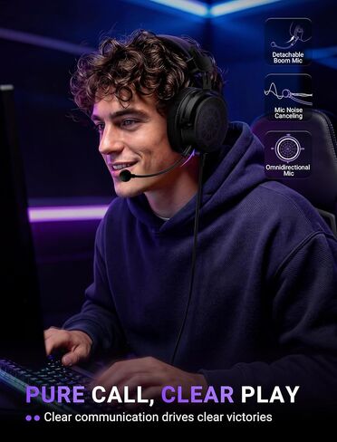 FIFINE Open Back Gaming Headset with 7.1 Surround Sound - Expansive Open Audio - USB/3.5mm Dual Wired Connection - Detachable Mic for PC, PS5, PS4, Laptop, Mac, Xbox, Mobile - Ampligame H18V Lite BP in Kuwait