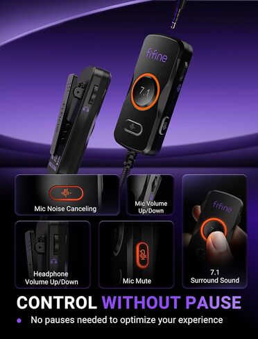 FIFINE Open Back Gaming Headset with 7.1 Surround Sound - Expansive Open Audio - USB/3.5mm Dual Wired Connection - Detachable Mic for PC, PS5, PS4, Laptop, Mac, Xbox, Mobile - Ampligame H18V Lite BP in Kuwait