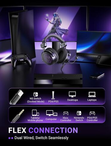 FIFINE Open Back Gaming Headset with 7.1 Surround Sound - Expansive Open Audio - USB/3.5mm Dual Wired Connection - Detachable Mic for PC, PS5, PS4, Laptop, Mac, Xbox, Mobile - Ampligame H18V Lite BP in Kuwait