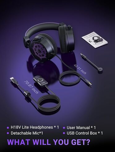FIFINE Open Back Gaming Headset with 7.1 Surround Sound - Expansive Open Audio - USB/3.5mm Dual Wired Connection - Detachable Mic for PC, PS5, PS4, Laptop, Mac, Xbox, Mobile - Ampligame H18V Lite BP in Kuwait
