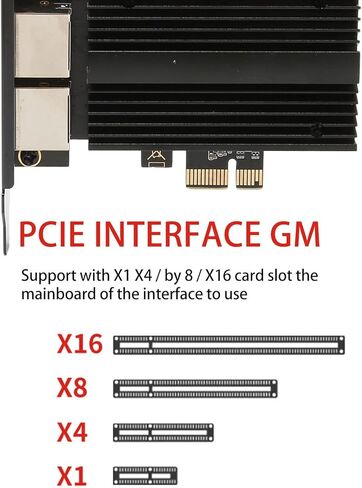 بطاقة شبكة Yunseity PCIe، بطاقة جيجابت إيثرنت مزدوجة المنفذ بسرعة 2.5 جيجابت في الثانية مع دعامة منخفضة المستوى، لأجهزة الكمبيوتر المحمول المخصصة للألعاب لمحطة العمل المكتبية in Kuwait