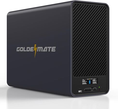GOLDENMATE 1500VA/1200W بطارية ليثيوم UPS احتياطية وواقية من التيار الزائد، بطارية احتياطية مزود طاقة مع بطاريات LiFePO4 (296Wh)، AVR، نظام UPS Sinewave التفاعلي، 8 منافذ، شاشة LCD، رمادي in Kuwait