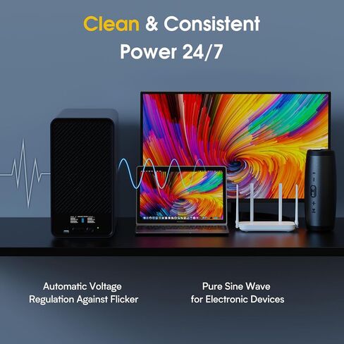 GOLDENMATE 1500VA/1200W بطارية ليثيوم UPS احتياطية وواقية من التيار الزائد، بطارية احتياطية مزود طاقة مع بطاريات LiFePO4 (296Wh)، AVR، نظام UPS Sinewave التفاعلي، 8 منافذ، شاشة LCD، رمادي in Kuwait