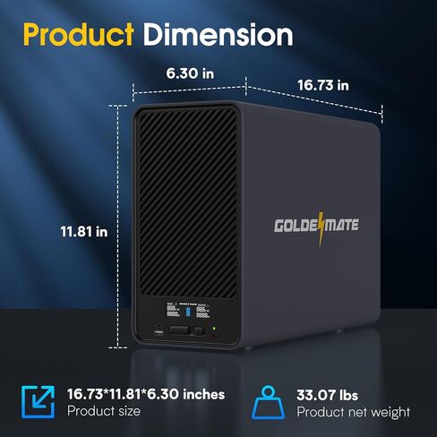 GOLDENMATE 1500VA/1200W بطارية ليثيوم UPS احتياطية وواقية من التيار الزائد، بطارية احتياطية مزود طاقة مع بطاريات LiFePO4 (296Wh)، AVR، نظام UPS Sinewave التفاعلي، 8 منافذ، شاشة LCD، رمادي in Kuwait