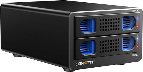 CENMATE Aluminum 2 Bay 10Gbps Hard Drive Enclosure with Cooling Fan for 2.5“/3.5" SATA HDD/SSD with USB A/C 3.2 Gen 2, Support Hot Swappable, Tool-Free HDD Enclosure, DAS(NO RAID/NAS) in Kuwait