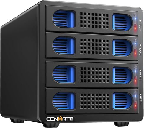 CENMATE Aluminum 2 Bay 10Gbps Hard Drive Enclosure with Cooling Fan for 2.5“/3.5" SATA HDD/SSD with USB A/C 3.2 Gen 2, Support Hot Swappable, Tool-Free HDD Enclosure, DAS(NO RAID/NAS) in Saudi Arabia