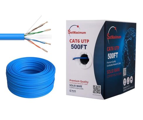 500FT CAT6 CMR Riser Ethernet Cable 23AWG Solid Bare Copper UTP 550Mhz PoE++ (4PPoE) Network LAN Bulk Wire (Blue) in Kuwait