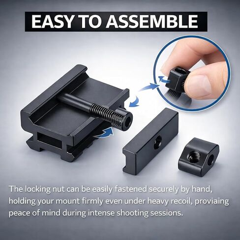 Gotical 0.5" Picatinny Riser Mount, 2 Slot Low Profile Riser Mount with 2 Slot, Universal Picatinny Fit, Hard Anodized, Black, Quick Release in Kuwait