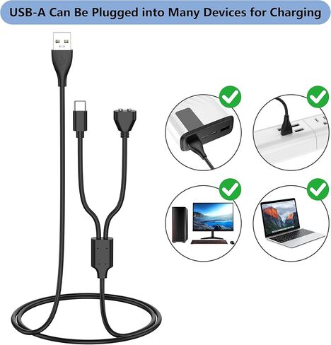 Vanjua Charger for Delupet/Yawpet/Jugbow Dog Training Collar and Remote, 2-in-1 USB C and Magnetic Bark Collar Charging Cable (Black) in Kuwait