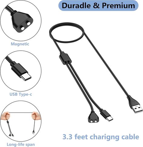 Vanjua Charger for Delupet/Yawpet/Jugbow Dog Training Collar and Remote, 2-in-1 USB C and Magnetic Bark Collar Charging Cable (Black) in Kuwait