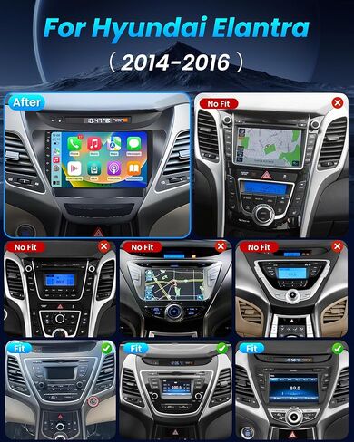 8Core+32G Car Radio for Hyundai Elantra 2014-2016: 9" 1280 * 800 IPS Touchscreen Stereo with Wireless CarPlay Android Auto Bluetooth GPS 1080P Backup Camera FM RDS SWC in Kuwait