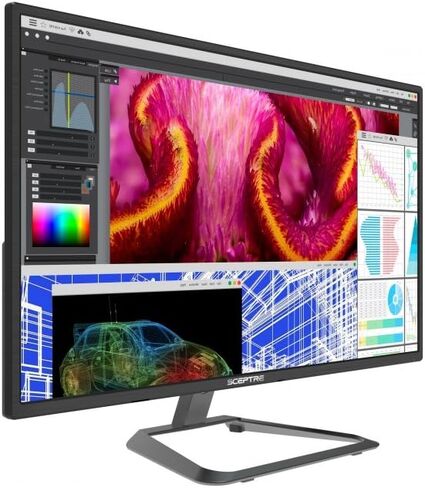 شاشة Sceptre 27 بوصة IPS Ultra 4K LED U278W-4000R، UHD 3840x2160، مكبرات صوت HDMI 2.0 DVI DisplayPort، أسود معدني (2017) in Kuwait