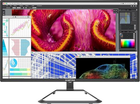 شاشة Sceptre 27 بوصة IPS Ultra 4K LED U278W-4000R، UHD 3840x2160، مكبرات صوت HDMI 2.0 DVI DisplayPort، أسود معدني (2017) in Kuwait