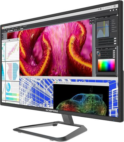 شاشة Sceptre 27 بوصة IPS Ultra 4K LED U278W-4000R، UHD 3840x2160، مكبرات صوت HDMI 2.0 DVI DisplayPort، أسود معدني (2017) in Kuwait