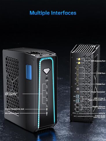 كمبيوتر ألعاب صغير من ثديوكوتي كور i9-13900F(24C، 32T، حتى 5.6 جيجاهرتز) 64 جيجابايت DDR5 1 تيرابايت SSD، كمبيوتر مكتبي مبرد سائل مع RTX 4070S WiFi 6E، BT5.3، منفذ RJ45، شاشة رباعية للألعاب/التصميم/المكتب in Kuwait
