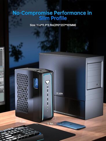 كمبيوتر ألعاب صغير من ثديوكوتي كور i9-13900F(24C، 32T، حتى 5.6 جيجاهرتز) 64 جيجابايت DDR5 1 تيرابايت SSD، كمبيوتر مكتبي مبرد سائل مع RTX 4070S WiFi 6E، BT5.3، منفذ RJ45، شاشة رباعية للألعاب/التصميم/المكتب in Kuwait