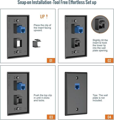 حشوات فارغة من Tecmojo Keystone للوحة الحائط ولوحة التصحيح Keystone Jack، 25 قطعة، أسود in Kuwait