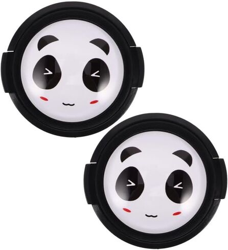 KALLORY 2 Pcs 52mm Camera Lens Cap Covers Cute Panda Pattern Universal Lens Protector Pinch Sides for Photography and Videography in Kuwait