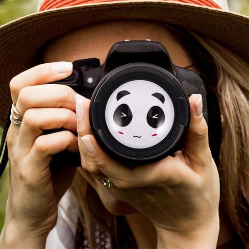 KALLORY 2 Pcs 52mm Camera Lens Cap Covers Cute Panda Pattern Universal Lens Protector Pinch Sides for Photography and Videography in Kuwait