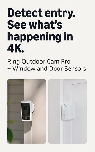 كاميرا Ring Outdoor Cam Pro (أحدث موديل)، لون أبيض مع 4 حساسات للنوافذ والأبواب (أحدث موديل) in Kuwait
