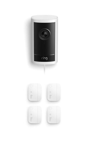 كاميرا Ring Outdoor Cam Pro (أحدث موديل)، لون أبيض مع 4 حساسات للنوافذ والأبواب (أحدث موديل) in Kuwait