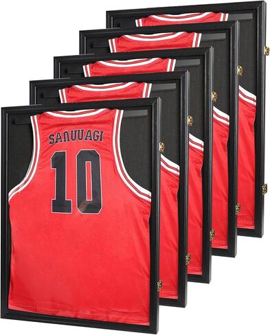 Jersey Frame Display Case Large Lockable Sports Jersey Frame Shadow Box with 98% Uv Protected Acrylic and Hanger for Baseball Basketball Football Soccer Hockey Sport Shirt Linen Black in Saudi Arabia