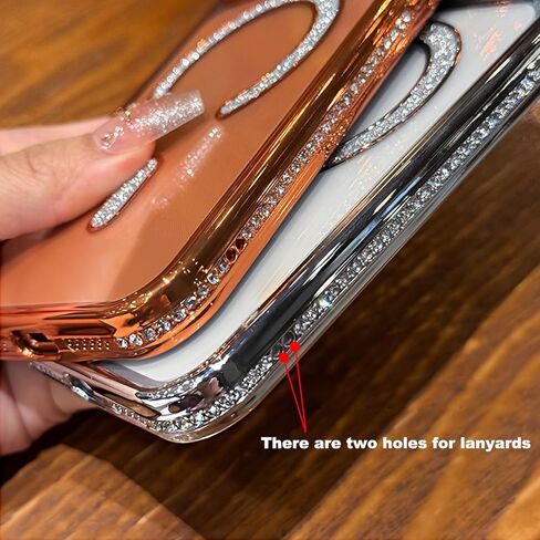 MINFEDUCT Glitter Diamond Magnetic Case for iPhone 17 Pro Max Clear Support Wireless Charging 17 Pro Max Case Women Girls Cute Bling Luxury Shiny Sparkle Shockproof Protective Cover 6.9", Orange in Kuwait