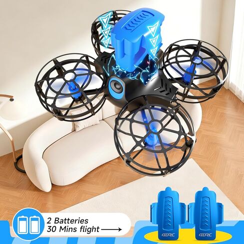 4DRC V18 طائرة بدون طيار صغيرة للأطفال المبتدئين، طائرة رباعية المراوح RC مع وضعين للتحكم، وضع مقطوعة الرأس، تثبيت الارتفاع، تحوم تلقائي، 3 سرعات، تقلبات ثلاثية الأبعاد، مصابيح LED، بطاريتان، لعبة هدية للأولاد in Kuwait