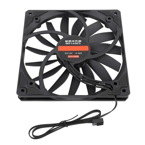 Ultra Thin 15mm 140mm PWM Case Fan, 4-Pin, 1100RPM, 76.5CFM Airflow, MFDB Bearing, 31dBA Quiet, 105/125mm Dual Screw Holes (White) in Kuwait