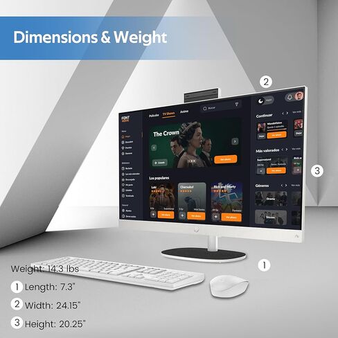 كمبيوتر مكتبي HP الكل في واحد بشاشة لمس FHD مقاس 27 بوصة، Ryzen AI 7 350، ذاكرة DDR5 سعة 64 جيجابايت، تخزين 3 تيرابايت (محطة إرساء 2 تيرابايت SSD و1 تيرابايت)، AMD Radeon 680M، كاميرا ويب، لوحة مفاتيح وماوس لاسلكيين، Wi-Fi 6، Win 11 Pro، أبيض in Kuwait