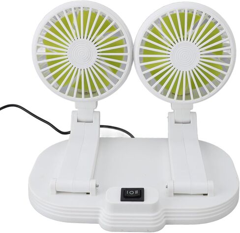 Car Dual Head Air Circulator Fan Car Cooler Fan Dashboard Cooling USB Powered 360 Degree Rotatable Dual Head Low Noise Air Circulator with USB Interface for Trucks Sed (White) in Kuwait