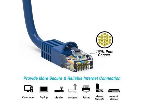 كابل تمهيد شبكة إيثرنت Cat6 UTP - أزرق - كابل تصحيح Cat 6 المحسن 24AWG RJ45 (2 قدم) in Kuwait